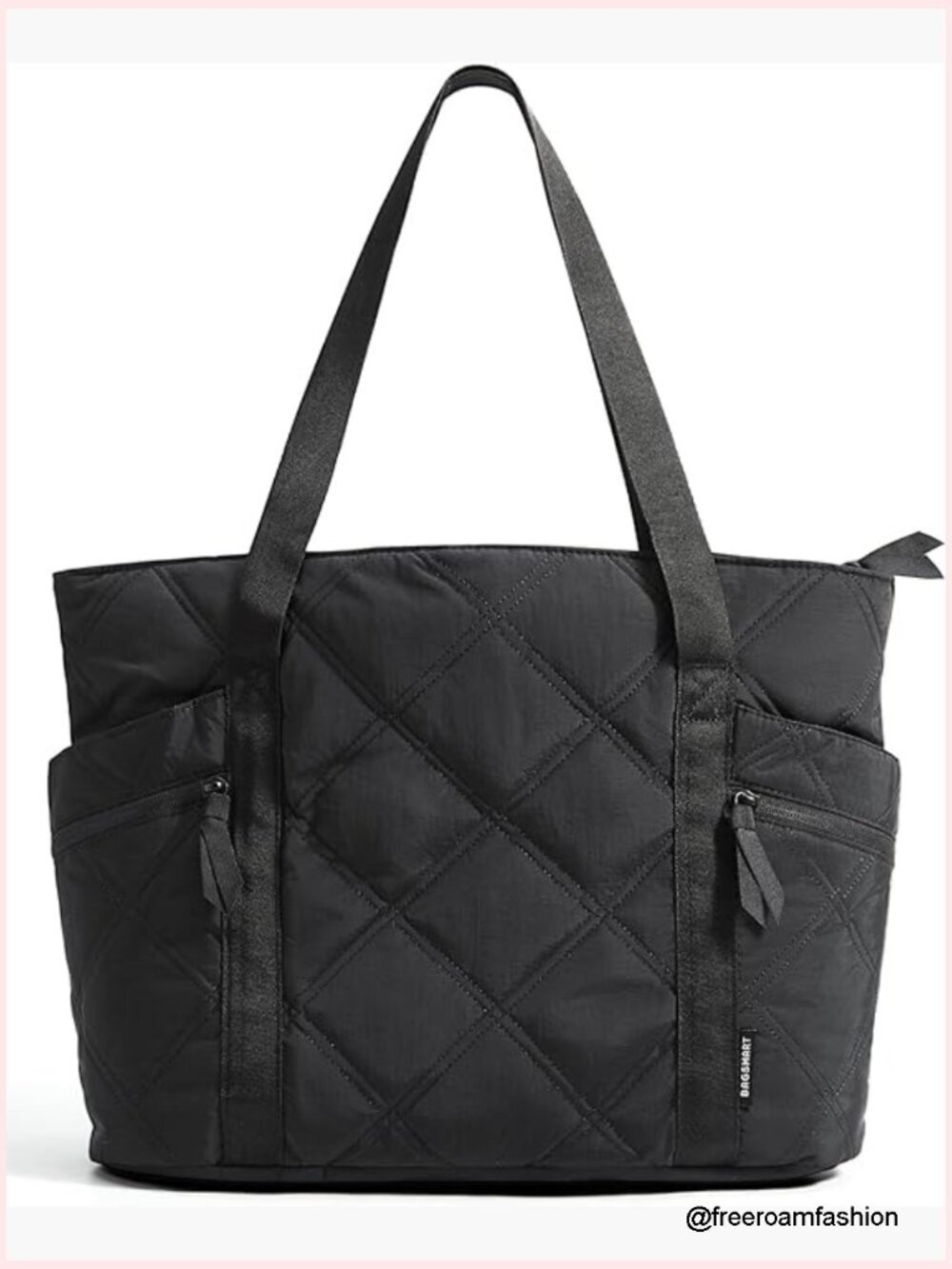 20L Puffer Tote Bag with Zipper, Quilted Work Travel Gym Bag